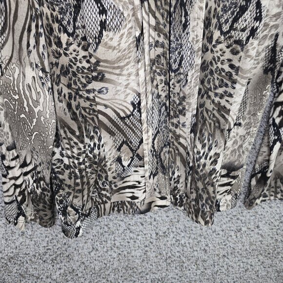 Chicos Top Womens 2 US Large Beige‎ Pintuck Blouse Zip Scoop Neck Casual Ladies - Picture 5 of 7